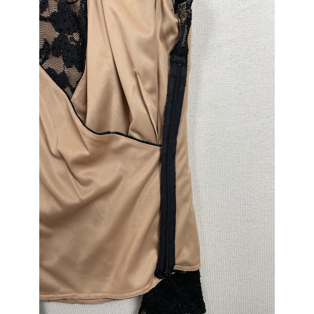 JS BOUTIQUE Lace Overlay Blouse M Sequins Faux-Wrap Mesh Top Evening Romantic - Picture 13 of 14